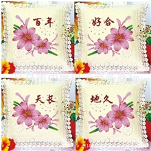 欧洲皇室正品精准印花十字绣抱枕蕾丝淡雅花边/情侣欧式米黄