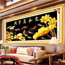 丽天十字绣精准印花3D家和万事兴福鱼聚财客厅新款义乌批发