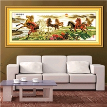 丽天十字绣批发精准印花八骏奔腾马到成功多款客厅新款大幅
