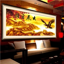 丽天精准印花大展宏图迎客松3D版客厅大画风景十字绣批发