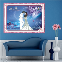 倾城之恋3D六维立体绣客厅新款结婚挂画精准印花十字绣批发