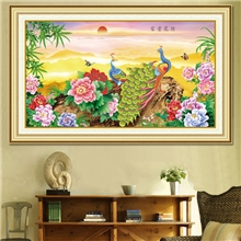 精准100%印花布十字绣批发厂家直销最新款5D003富贵花开