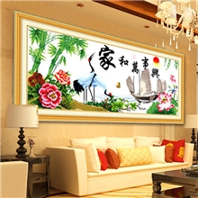 大幅最新款十字绣批发丝线精准印花家和万事兴鹤寿年丰中国风