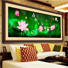 新款5D品牌精准印布十字绣批发D065荷韵厂家直销