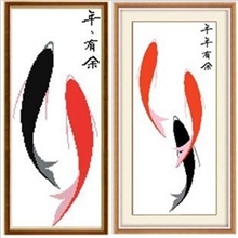 义乌精准印布十字绣厂家批发1563年年有余二品牌十字绣批发