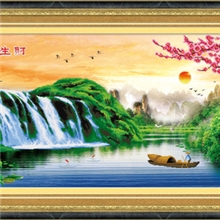 新品5D精准十字绣D9087流水生财招财招福义乌十字绣厂家批发