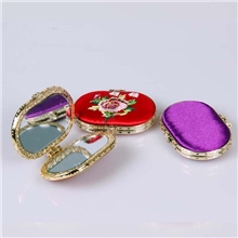 女士化妆镜绣花镜子双面化妆镜子批发厂家直销