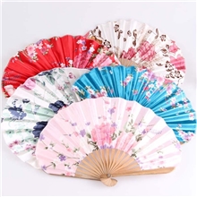 仿真丝印花外贸女折扇批发小姐丝绸女扇舞蹈扇/百花齐放厂家