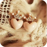 ER149饰品批发韩国饰品批发清新水钻皇冠桃心爱心可爱百搭耳钉