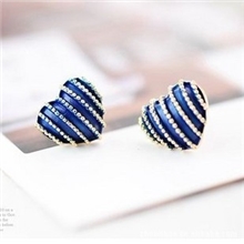 ER106饰品批发韩版饰品批发耳钉批发英伦风条纹桃心爱心耳钉