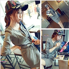 2013秋冬新款女装韩范儿休闲个性运动腰间抽绳连衣裙