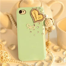 IPHON54S苹果手机壳简单爱心厂家直销手机保护套水钻外壳