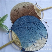 日式团扇和风布艺扇子云南草木染精品手绘蜻蜓礼品首选