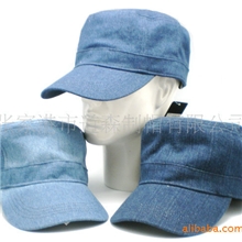 外贸帽子批发V-299韩版街头个性牛仔平顶军帽