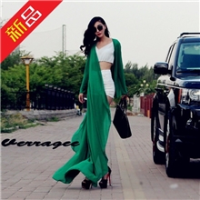 2013秋款欧美大牌长款碎花长袖沙滩防晒衣外套披肩开衫雪纺衫大码