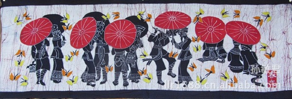 苗族蜡染居家酒店装饰苗族三月三纯手工民族风苗族芯无框画