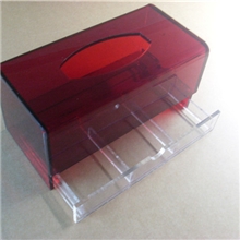 （厂家直供）多用压克力纸巾盒红色带抽屉亚克力收纳盒
