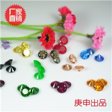 厂家直销圆形多切面树脂尖底钻环保树脂仿锆石单色2000起订