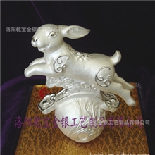工厂直营可定做，银摆件生肖兔吉祥银兔