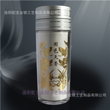 工厂直营可定做，银杯工艺杯图案镀金泡杯