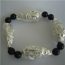 纯银饰品十八罗汉手串银手链