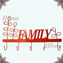 厂家直销弘博美居家居实用型橘红铁质气割英文壁饰挂钩3AB2082