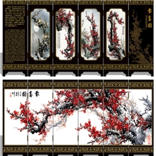 仿古漆器小屏风报春图商务摆件外事商务礼品艺苑漆器