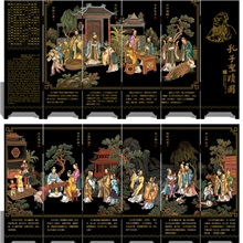 漆器小屏风孔子圣迹图仿古小屏风工艺品外事商务礼品