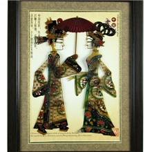 双人皮影镜框中国特色外事出国礼品陕西民间工艺品个性结婚礼品