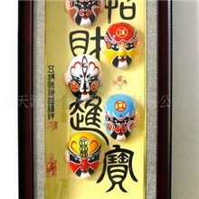 天津泥人张脸谱镜框招财进宝特色纯手绘精品泥塑工艺礼品