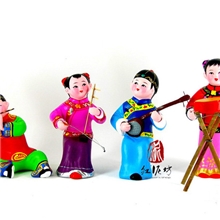 红泥坊吹拉弹唱-0831天津泥人张彩塑传统工艺批发定制企业定制