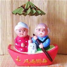 红泥坊风雨同舟96167天津泥人张彩塑老夫妻金婚礼品银婚礼品