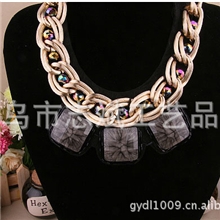 欧美女皇风范皇室婚礼搭配精致项饰大方形色彩色宝石假领子项链
