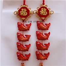 中国结批发厂家直销12CM板挂4鱼串新年喜庆挂饰年年有余
