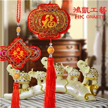 时尚汽车挂件工艺精品挂饰春节新年装饰用节日庆典福字鱼元宝