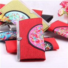 云南复古民族风绣花手拿布包粗亚麻绣花杯垫钱夹女式长款钱包成人