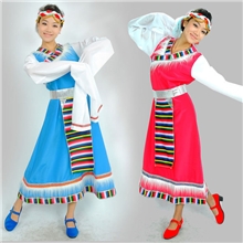 民族服装毛边藏族舞蹈演出服装水袖宽腰带广场舞女装表演服饰特价