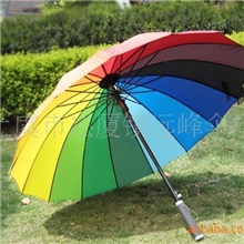 上虞厂家批发现货16K彩虹布雨伞（图）定制16骨成人【雨伞】
