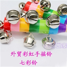 彩虹摇铃环保外贸木制玩具奥尔夫乐器婴幼儿教具摇铃玩具0.1