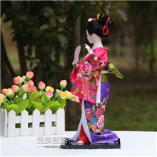 仿真日本艺妓人偶玩偶人形和服木偶娃娃手工娟人树脂工艺品A13