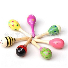 供应小沙锤练习抓握敲打木制手摇铃婴儿益智玩具婴儿沙球