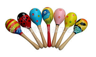 供应中号沙锤练习抓握敲打木制手摇铃婴儿益智玩具