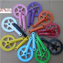 死飞铝合金链轮曲柄；44T;腿长170MM；促销颜色齐全