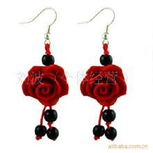 厂家批发漆雕饰品.漆雕成品.漆雕散件，玫瑰系列耳坠