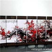 仿古漆器小屏风报春图京剧脸谱