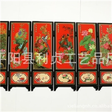 仿古漆器小屏风鸟语花香