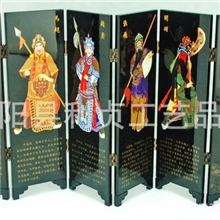 漆器小屏风五虎上将商务摆件传统图案五虎将