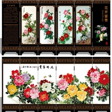 厂家直销商务礼品花开富贵漆器小屏风中国特色礼品