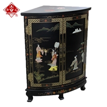 扬州漆器厂厂家专业生产骨石镶嵌小角柜，可定做