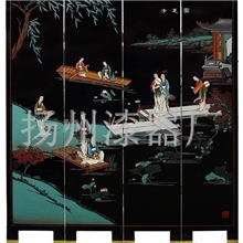 热销推荐扬州漆器刻漆黑底&ldquo;清夏图&rdquo;屏风